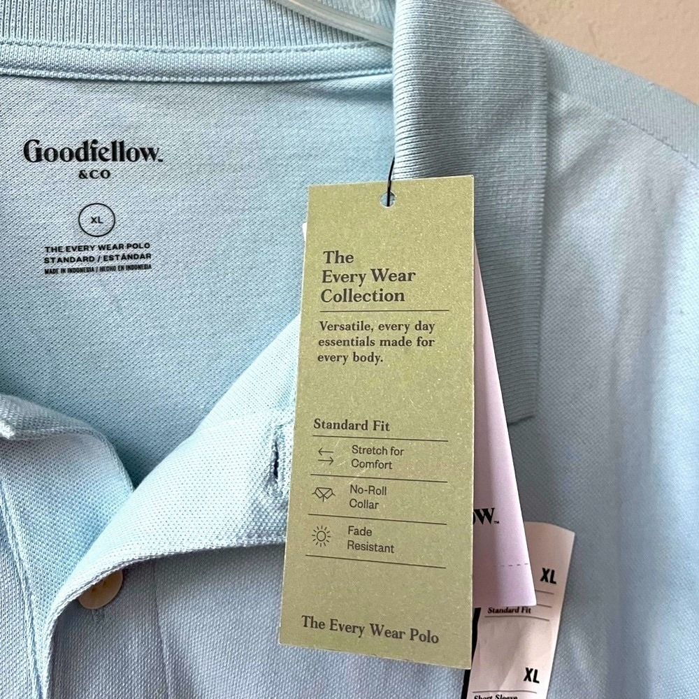 Goodfellow & Co Short Sleeve Every Wear Polo Shirt Mens XL Soft Blue Stretch NWT - Picture 7 of 8